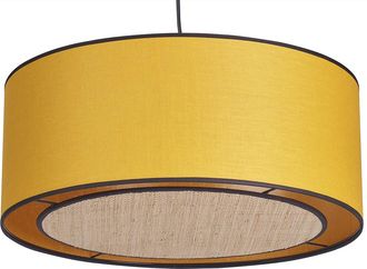 Miliboo L&aacute;mpara De Techo De Lino Amarillo Mostaza Y Rafia 50 Cm De Di&aacute;m. Traves