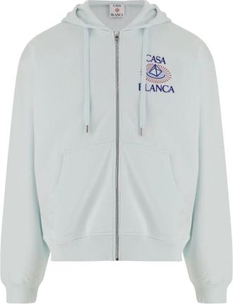 Casablanca Katoenen Hoodie met Logo - Heren - Vesten met rits - Blauw - XL - Katoen - Hoodies & sweatvesten