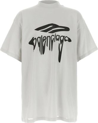 Balenciaga Tops, Dames, Wit, M, Katoen, 3B Liquified Oversized T-Shirt