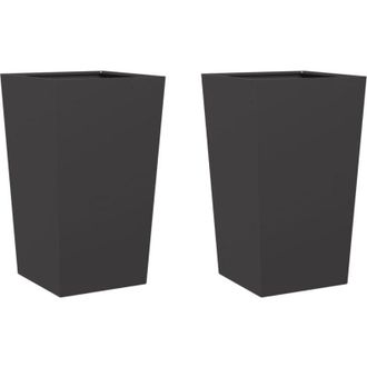 vidaXL Jardineras 2 Uds Acero Negro 45x45x75 Cm Vidaxl