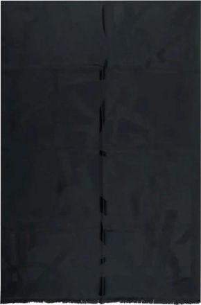 Saint Laurent Scarves, female, Black, Size: ONE SIZE Monogram Wool Jacquard Scarf