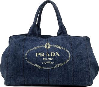 Prada Pre-owned Prada Large Denim Canapa Logo Tote Ladies 5LV4YUD01CM6GZVD