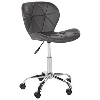 Beliani Beliani - Silla De Oficina Tapizada Piel Sint&eacute;tica Base Plateada Regulable Gris Grafito Valetta