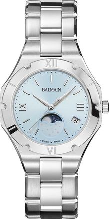 Balmain Be Balmain Moonphase Bracelet Watch, 33mm in Light Blue Stainless Steel at Nordstrom