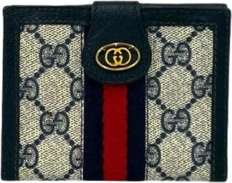Gucci Pre-owned Wallets, female, Blue, Size: ONE SIZE Pre-owned GG Logo PVC Leather Bifold Wallet