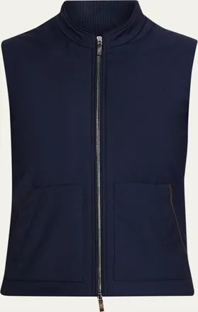 Maurizio Baldassari Mens Summer Full-Zip Vest with Knit Sides