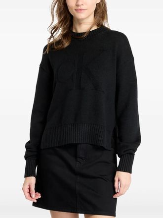 Calvin Klein Maglione con logo a intarsio - Nero