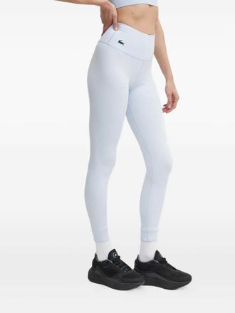 Lacoste logo-patch leggings - women - Recycled Polyester/Elastane - L - Blue