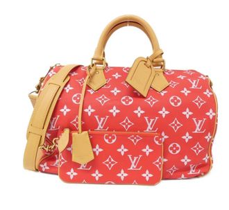 Louis Vuitton Monogram Speedy Bandouliere 40cm Boston Bag Red