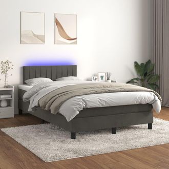 vidaXL Vidaxl - Cama Box Spring Colch&oacute;n Y Led Terciopelo Gris Oscuro 120x200 Cm