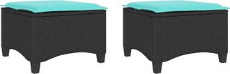vidaXL Taburetes De Jard&iacute;n Con Cojines 2 Uds Negro 55x55x36 Cm Vidaxl