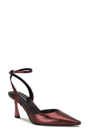 Nine West Kellie Ankle Strap Pointed Toe Pump in Dark Red at Nordstrom, Size 10.5