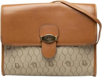Dior Pre-owned Canvas Crossbody Bag - Dames - Vintage Schoudertas - Beige - ONE Size - Leer - Vintage