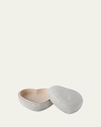 Aerin Dove Heart-Shaped Faux Shagreen Decorative Box