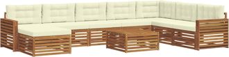 vidaXL Conjunto De Sof&aacute;s De Exterior 9 Uds. Natural Y Crema Vidaxl