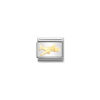 Nomination Unisex Composable Classic Travel Links In Airplane / Gold