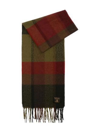 Barbour Westerdale fringed-edge check-pattern scarf - Verde