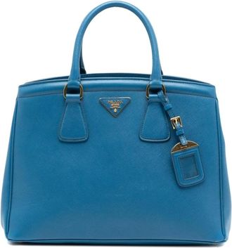 Prada Pre-owned Handbags, female, Blue, Size: ONE SIZE Pre-owned Structured Leather Satchel