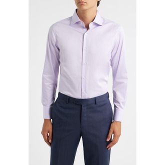 Zanetti Grid Check Dress Shirt in Lavender/White at Nordstrom Rack, Size 15.5 - 34/35