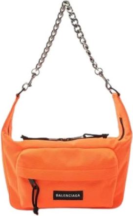 Balenciaga Pre-owned Shoulder Bags, female, Orange, Size: ONE SIZE Pre-owned Canvas Shoulder Bag
