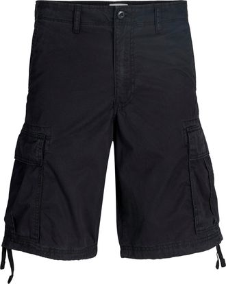 Jack & Jones Plus Size Cargoshorts JPSTCOLE FRANK CARGO SHORT MID SN PLS, Herren, Gr. 42 (4XL), N-Gr, schwarz, Web, Obermaterial: 100% Baumwolle, JACK & JONES PLUSSIZE, unif
