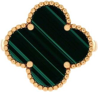 Van Cleef & Arpels 18K Gold Magic Alhambra Ring 18K Yellow Gold With Malachite (Authentic Pre-Loved)