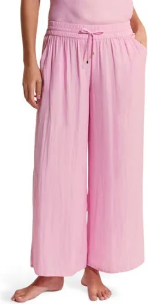 Etam Cheeta Wide Leg Pajama Pants in Candy-Pink at Nordstrom, Size X-Large