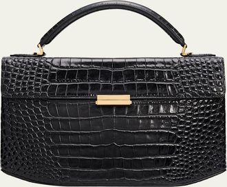 Toteme Box Croc-Embossed Leather Top-Handle Bag