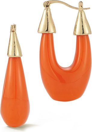 Sphera Milano Resin Oval Hoop Earrings in Gold/orange at Nordstrom Rack