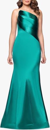 Betsy & Adam Royal Strapless Satin Mermaid Gown in Emerald at Nordstrom, Size 12