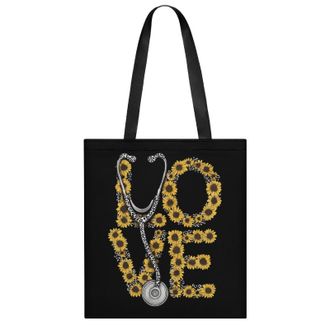Generic Nurse Sunflower Love Womens Tote Casual Shopping Bag Lightweight Shoulder Bags Hobos Handbag for Work Travel Daily 35x40cm