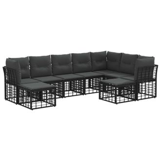 vidaXL Conjunto De Sof&aacute;s De Exterior Negro Y Gris Oscuro Poli&eacute;ster Vidaxl
