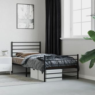 vidaXL Estructura Cama Sin Colch&oacute;n Con Estribo Metal Negro 90x200 Cm Vidaxl