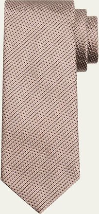 Brioni Mens Micro-Neat Silk and Cotton Jacquard Tie