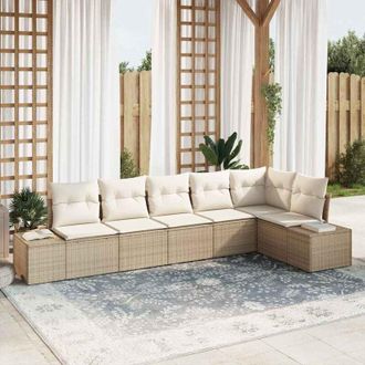 vidaXL Vidaxl - Conjunto De Sof&aacute; De Jard&iacute;n Con Coj&iacute;n 6 Pcs Beige, Crema