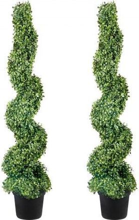 OEM 2 Stk. K&uuml;nstlicher Buchsbaum Turm Formschnitt Spirale Kunstpflanze 122cm Hoch Dekopflanze Gr&uuml;ne Plastikpflanze Aus Pe Eisen Formschnittpflanzen Inkl. 
