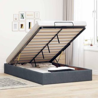 Berkfield Home Ottoman Bed Frame No Mattress Dark Grey Double Velvet