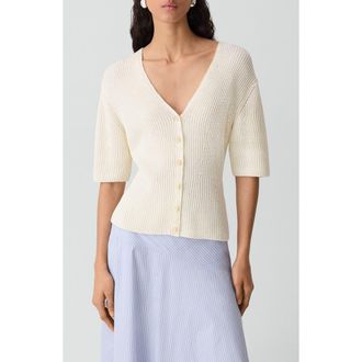 Theory Shaped Cotton Cardigan in Ivory - C05 at Nordstrom, Size X-Small
