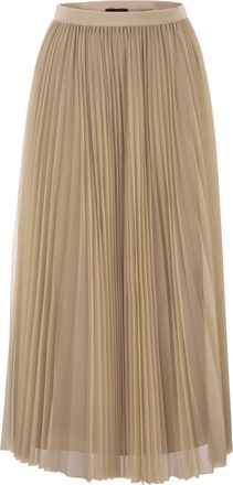 Fabiana Filippi Wide Pleated Tulle Skirt With Knitted Belt