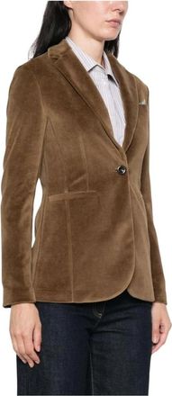 Circolo 1901 Lange slim-fit jas velours - Dames - Blazers - Bruin - XL - Katoen - Jassen