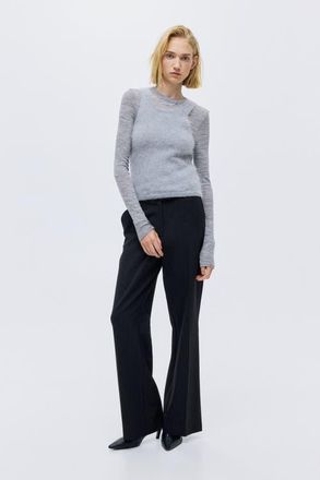 H&M Bootcut Trousers in Dark Gray/pinstriped at Nordstrom, Size 14