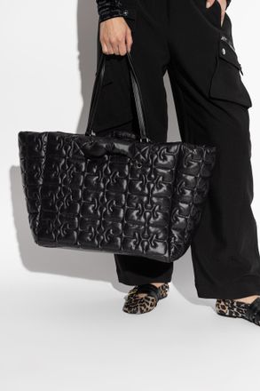 Ganni Quilted Shopper Bag, Womens, Black