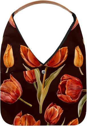 Generic Tulips Red Reusable Lightweight Grocery Bags - Foldable Into Compact Pouch, Washable & Sturdy, Multipurpose for Shopping and Travel