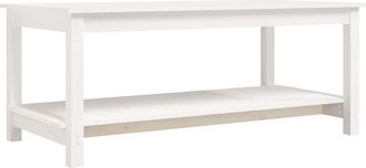 vidaXL Mesa De Centro De Madera Maciza De Pino Blanco 110x55x45 Cm Vidaxl