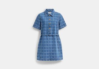 Coach Signature Denim Dress In Organic Cotton