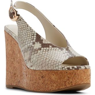 Aldo Tatianah Platform Wedge Sandal in Ivory Multi at Nordstrom, Size 8.5