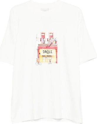 Dr&ocirc;le de Monsieur Caf&eacute; Front-print T-shirt