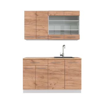 Vicco Cocina Para Solteros Fame-line, Oro Potencia Roble/blanco, 140 Cm, Et Roble
