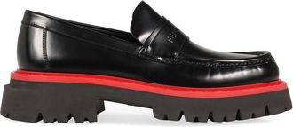 Ferragamo Black Leather Platform Mens Loafers