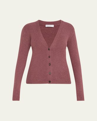 Brunello Cucinelli Stretch Lurex Ribbed Cashmere Cardigan